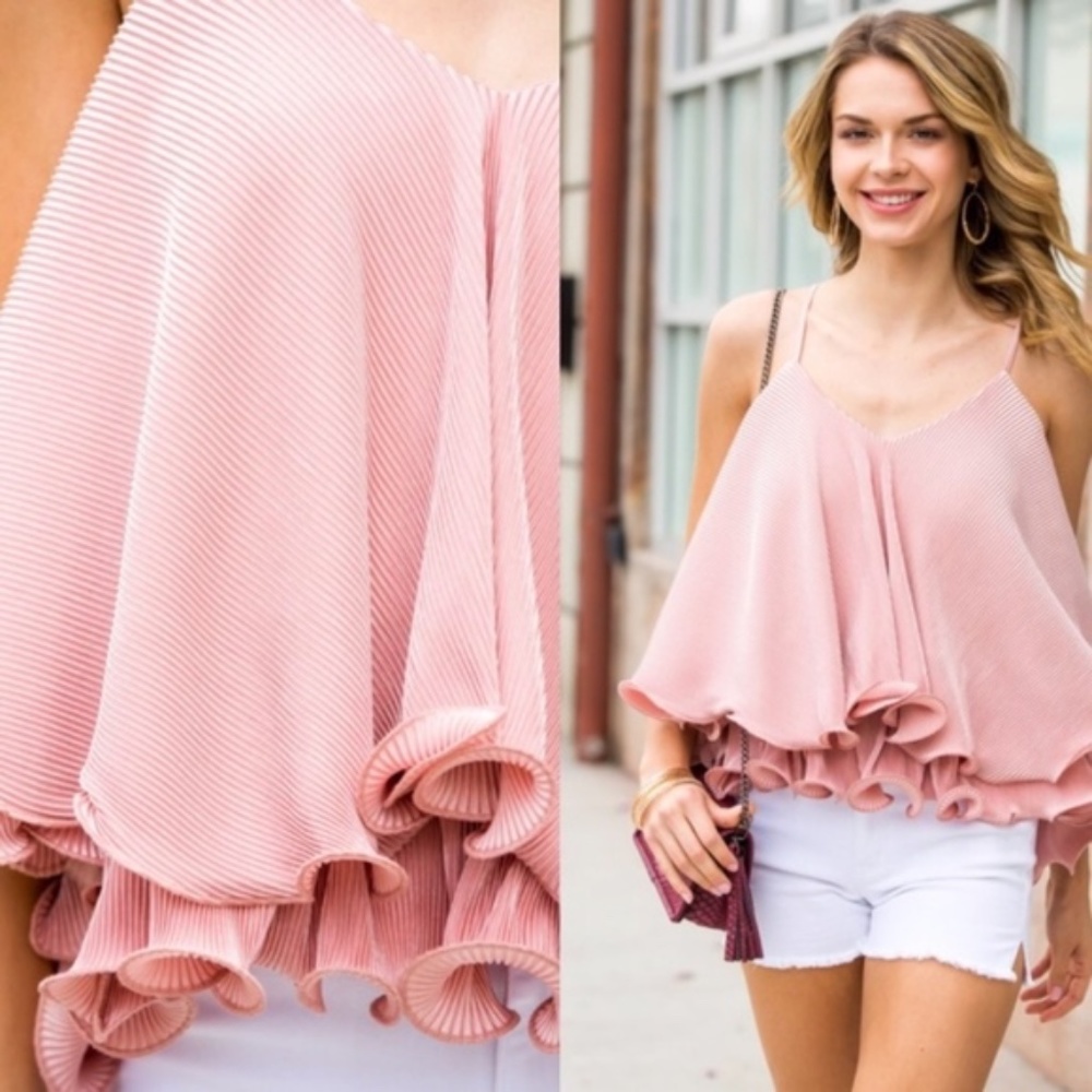 Boho Layered Ruffle Cami Tank Top - Picture 6 of 7